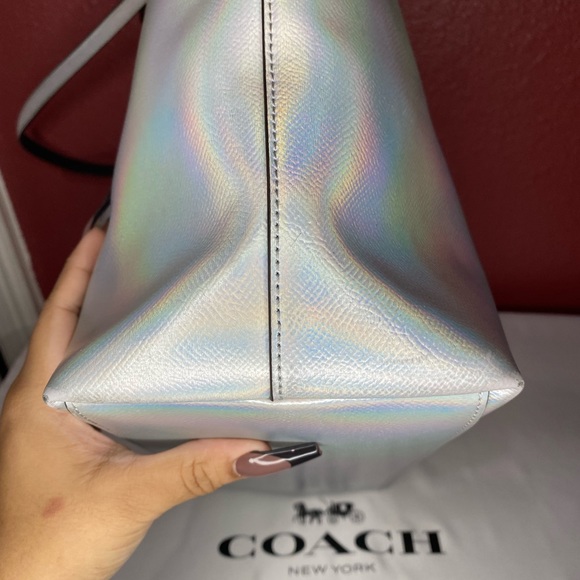 Coach Hologram Holographic Iridescent Leather Zip Tote - Picture 10 of 16